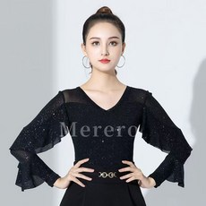 Merero 여성 라틴 댄스복 블라우스