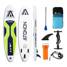 SUP漿闆站立式劃水闆水上競技專業充氣槳闆 SUP立漿充氣 衝浪闆 充氣式衝浪闆 水上漿闆 滑水闆 衝浪闆 站立衝浪槳闆, 螢光綠【長335*寬84*高15】, 1個