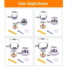 빌보드 장식 손톱 유리 패스너 거울 고정 스테인레스 스틸 나사 커버 가구 하드웨어 4 개, [04] 25mm, [01] Bright Chrome, 01 Bright Chrome_04 25mm