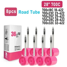 RideNow 초경량 자전거 내부 튜브 프랑스 밸브 패치 키트 700C X18 23 25 28 32 35 37 40 47 MTB 27 TPU, 02 85mm, 02 85mm, [01] 8pcs 700c 36g