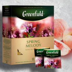 그린필드 스프링 멜로디 백리꽃&복숭아향 홍차 개별포장 유럽 러시아 허브티, 1개, 100개입, 1.5g