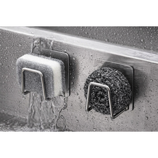 서서몰 물고임 없는 스테인리스 수세미 거치대 무타공 싱크대 위생 정리, 3개, 실버