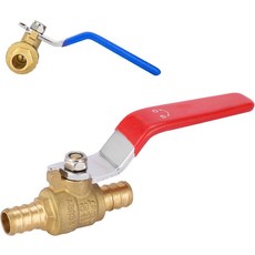 HeSun 2-PC 12인치 PEX 볼 밸브 14 턴 풀 포트 차단 온수 및 냉수용 황동 크림프 펙스 ASTM F1807 블루 & 레드, 1/2 INCH,10 PACK, PEX F1807