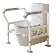 馬桶安全扶手 坐便器起身輔助架 六段升降吸盤款, 白色, 1個