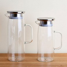 내열 유리병 냉장고 물병 업소용 가정용 스텐뚜껑 워터저그 보리차 물병 1000ml 1200ml, 1개