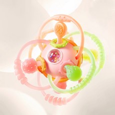曼哈頓手抓球 嬰兒咬牙膠 固齒器 曼哈頓球 磨牙 新生兒手搖鈴 寶寶固齒器 嬰幼兒益智玩具 咬咬樂, 1個, 【柔軟抗菌款】曼哈頓球-防丟繩+收納盒