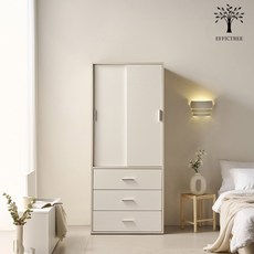 에픽트리 루키 LPM도어 800 슬라이딩 3서랍 옷장 장롱, 3. 루키 800 3서랍옷장, 화이트