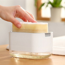 원터치 펌핑 주방 세제 디스펜서 세제통 거치대 보관함 수납함, 1개, 화이트