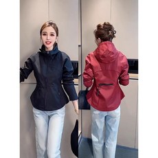 3Color 여성 봄가을 아우터 루즈핏 후드 자켓 허리 라인 집업 야상 점퍼 바람막이 아우터