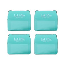 뽀아샵 부착형 곰돌이귀 투명 변기커버 & 시트 손잡이 J-J033, 투명그린, 4개