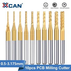 XCAN PCB 밀링 커터 라우터 비트 3.175mm 생크 카바이드 엔드 기계 도구용 TiN 코팅 10 개, 10pcs 0.8mm-3.0mm