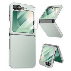 Caka 삼성 갤럭시 Z 플립 7 FE/Z 6/Z 5 케이스 [무선 충전 호환][경첩 보호] [화면 보호기] 여성 남성 충격 방지 보호 폰 커버 - 그레이 그린 213988