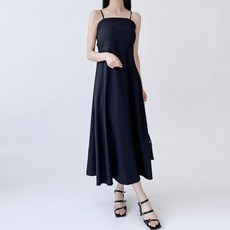 DR200 백트임 크로스 홀터 나시 블랙 롱원피스 비치드레스