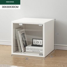 도어형 수납상자 공간박스 수납함 정사각 정리함 큐브 책장 도어형공간박스 라인 수납장, 웜화이트 아크릴 도어 포함