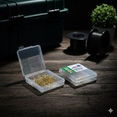 국내산 붕어바늘 100개 100P 해동 HH-555 금색 덕용바늘 대용량 케이스포함, 100개입, 1세트