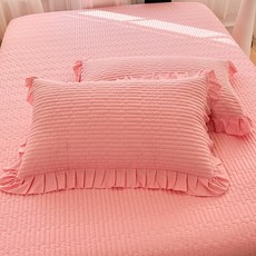 全棉枕套 加厚夾棉 一對裝 純棉材質 家用枕頭套 48X74尺寸 枕芯內膽套 舒適透氣+粉色-【荷葉邊】+48x74cm【一隻裝】, 粉色-【荷葉邊】