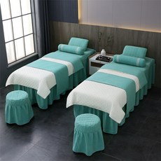 2026新款美容牀罩針織提花牀罩洗頭牀院理療牀罩按摩牀罩套批發, 湖藍:70cmx185cm方頭四件套 (不含被芯)