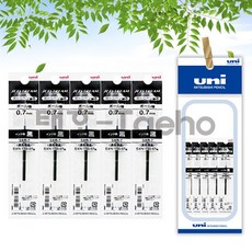 uni 제트스트림 단색 볼펜 리필 0.7mm 세트, 1개, 0.7mm 리필 흑색 5개