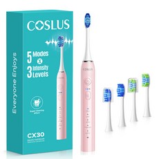 COSLUS 멀티모드음파 전동칫솔+4개 헤드, 1개, 핑크, C30 electric toothbrush