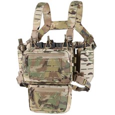 VOTAGOO 전술 체스트 리그 전술 조끼 Tactical chest-rig 몰리 모듈러 마이크로 파이트 체스트 리그 조절 가능 및 분리형 매거진 파우치 포함, 1개, 카모