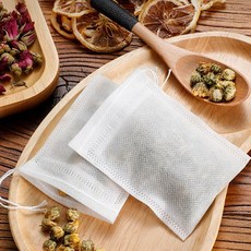 100 Pcs 일회용 티백 문자열 치유 인감 식품 등급 부직포 향신료 필터 티백과 차 주입기에 대 한 필터 가방, 8x12cm