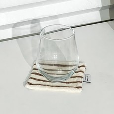 샤이닝 그라운드 패브릭 티코스터 2P 컵받침 테리 스트라이프, 1세트 (2P), 연브라운