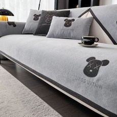 쇼파패드 카우치 인테리어 두꺼운 패브릭 소파매트, 1개, G. 폭력곰-연회색