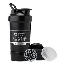 BlenderBottle 셰이커 병 알약 정리함 및 단백질 파우더 보관함 클래식 V2 ProStak 시스템 623.7g(22온스) 탠, 미드나잇 블랙
