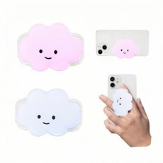 Yuibthr 휴대폰 그립 귀여운 2D 클라우드 모양 접이식 확장 가능 스마트폰 태블릿 스탠드 홀더(파란색), Blue+Pink, 1개
