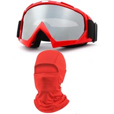 ImmoON 온o ATV 더트 바이크 오토바이 고글 방한모 페이스 커버 모토크로스 라이딩 오프로드 안경 남성 여성용 마스크 포함 오렌지 프레임 스모크 렌즈, 실버, 레드
