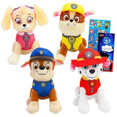 Paw Patrol 플러시 장난감 세트 - 체이스 마샬 스카이 러블 플러스 스티커가 특징인 아동용 17.8cm(7인치) 봉제 인형 4팩 번들 | 남아 여아용 161541, Paw Patrol 플러시 장난감 세트 - 체이스, 마