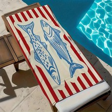 물고기 무늬 비치 타월 단일 프린트 클래식 홈 스타일리시 해양 테마 내구성 풀용
