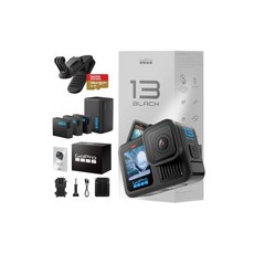 GoPro HERO13 Black 공식품 + 듀얼 배터리 충전기 + 배터리 3개 + 128GB 고속 SD 카드 + 마그네틱 스위블 클립 5.3K 60fps 10b