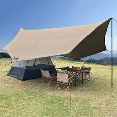 탑 랜더 경량 대형 팔각형 캠핑 방수 자외선 차단 타프 여러 명이 사용 가능 510x510, 타프 세트, 카키