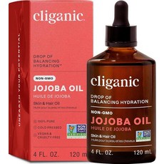 Cliganic 피부 및 얼굴을 위한 GMO 프리 호호바 오일 (118.3ml(4온스) | 100% 순수 천연 냉압착 정제되지 않은 헥산 193228