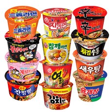 Ottogi 不倒翁 杯麵 12款(真拉麵+芝麻拉麵+辛辣拉麵+泡菜拉麵+辛拉麵+辣牛肉湯麵+烏龍麵+蝦味湯麵+三養拉麵+火雞麵+粉紅辣火雞麵+炸醬麵), 1組