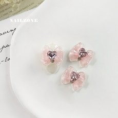 포인트 세일러 리본 네일파츠, 핑크, 2개, 핑크