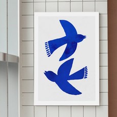 행운의 파랑새 일러스트 나의 블루모먼트 힐링 파란색 인테리어그림 집들이선물 캔버스액자 4종, 02.행운을 가져다줘