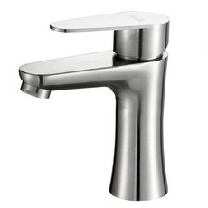 不鏽鋼面盆水龍頭 單孔冷熱龍頭 不銹鋼拉絲小蠻腰洗臉盆水龍頭, 1個