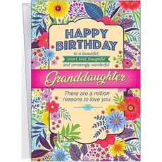 Chuck's Card-O-Rama - 손녀를 위한 생일 카드 - 미국에서 제작 - 완벽한 사이즈: 넉넉한 25.4cm x 19.7cm (10x2.54cm x 7.75x2.54, Chuck's Card-O-Rama - 손녀를 위한 생
