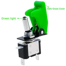 자동 보트 조명 Led 토글 스위치 안전 항공기 플립 업 커버 가드 빨간색 파란색 녹색 12V20A, 16 dark green