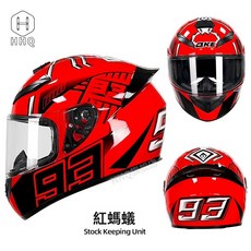 摩托車安全頭盔冬季大尾翼賽車電動機車跑盔全盔四季通用, 紅螞蟻(透鏡):L, 1個