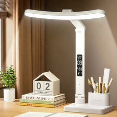 Axylon 시간 표시 LED 탁상등 펜꽂이 독서등 2000mah, 화이트