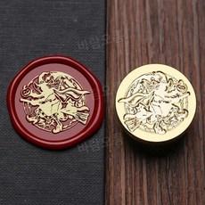 초대장 왁스 스탬프 할로윈 스컬 패턴 1개 탈착식 황동헤드, 93-3cm