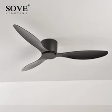 SOVE 천장 선풍기 리모컨 모던 블랙 화이트 저층 DC 모터 30W 간단한 천장 선풍기 조명 없는 가정 선풍기 220V, 11) A2 Black  42 inch