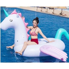 台灣實體 贈繫繩 獨角獸坐騎 party必備 造型浮排 獨角獸 充氣坐騎 贈繫繩 海邊 水上活動用品, 1個, 265彩虹天馬(有翅膀)+修補貼+拉繩, 彩虹