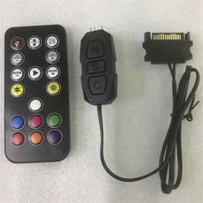 ARGB 컨트롤러 5V 3핀-SATA 전원 공급 장치 RGB 컨트롤러 3PIN 허브 컴퓨터 CPU 케이스 팬 LED 라이트 라디에이터 검정색, 검은색