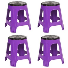 지오리빙 야외용 플라스틱 회전의자 4개 세트 간이 야외 포장마차 편의점, 퍼플