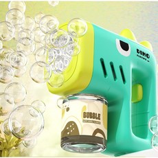 恐龍造型電動泡泡槍，兒童戶外玩具，安全無毒，一鍵啟動，夢幻泡泡體驗, 1個, 綠色恐龍