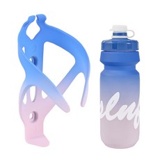 自行車水壺架 免打孔可調節漸變大容量運動水壺架, 新款藍粉套裝（水壺+水壺架）, 1個